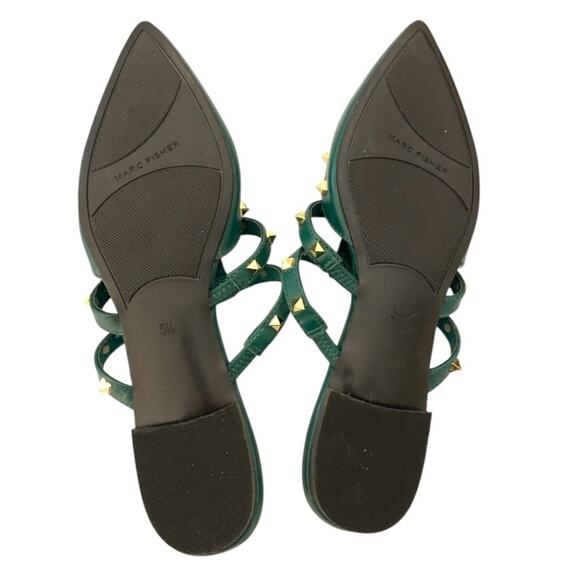 NIB Marc Fisher Amazie Rock Stud Mule Flats Sandals Green Gold Size 5 - Picture 7 of 10
